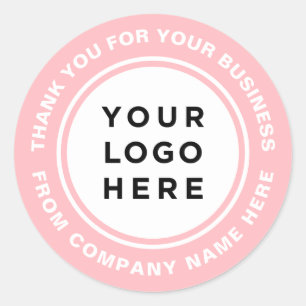 Thank you blush pink business logo cute girly classic round sticker