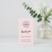 Thank You | Blush Pink Logo Modern Business Discount Card (Standing Front)