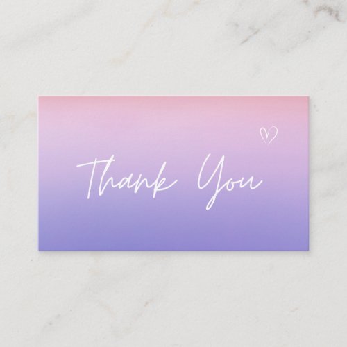 Thank You Blush Pink Purple Ombre Gradient Trendy  Business Card