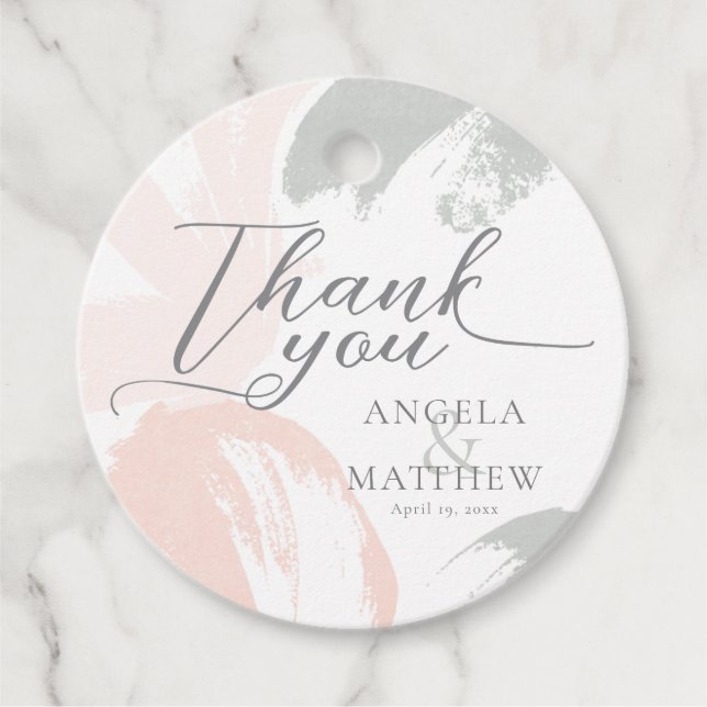 Thank You Blush Sage Watercolor Favor Tags (Front)