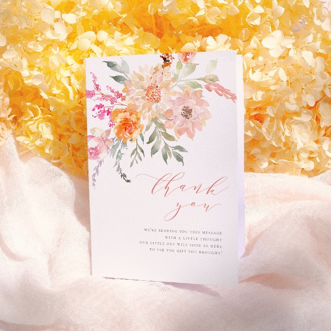 Thank You | Blush & Teal Spring Floral Baby Shower (Creator Uploaded)