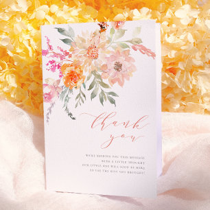 Thank You   Blush & Teal Spring Floral Baby Shower Card