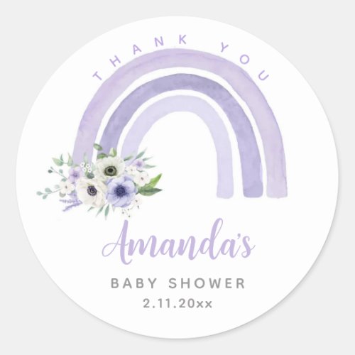 Thank You Boho Rainbow Baby Shower Classic Classic Round Sticker