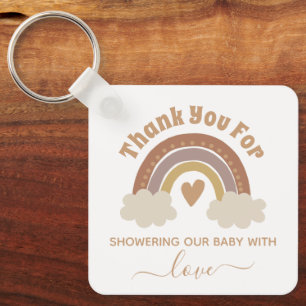 thank you boho rainbow baby shower modern chic keychain