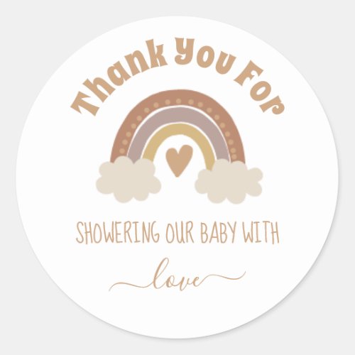 thank you boho rainbow baby shower modern stylish classic round sticker