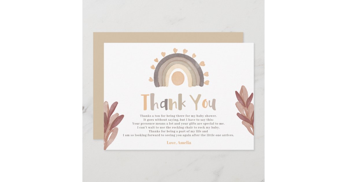 Thank you boho rainbow sunshine baby shower | Zazzle