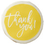 THANK YOU bold hand lettered white writing yellow Sugar Cookie