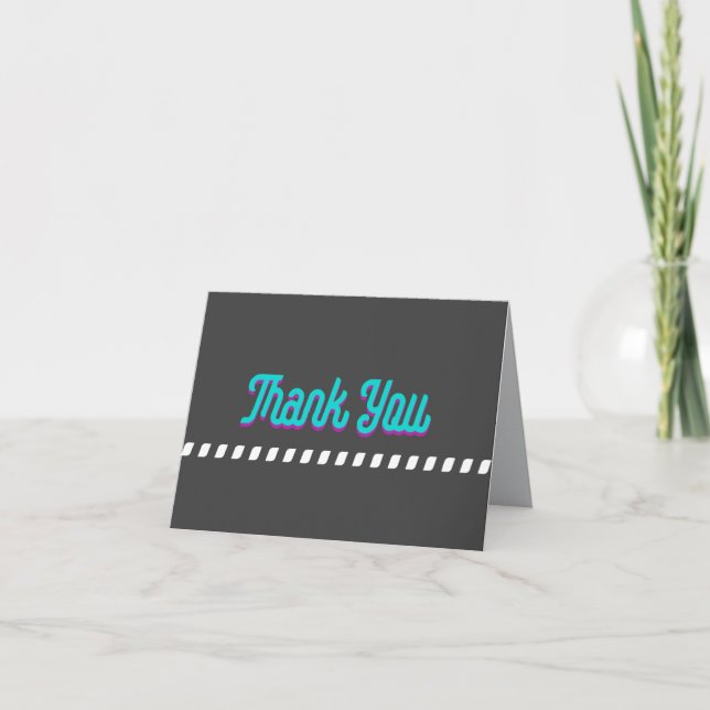Thank You Bold Modern  Teal on Charcoal Gray  (Front)