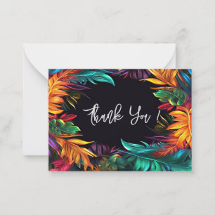 Thank You   Bold Neon Tropical Foliage Note Card