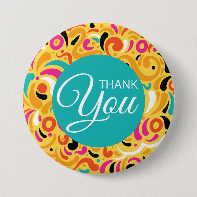 Thank You Boldy Colored Abstract Button (Front)