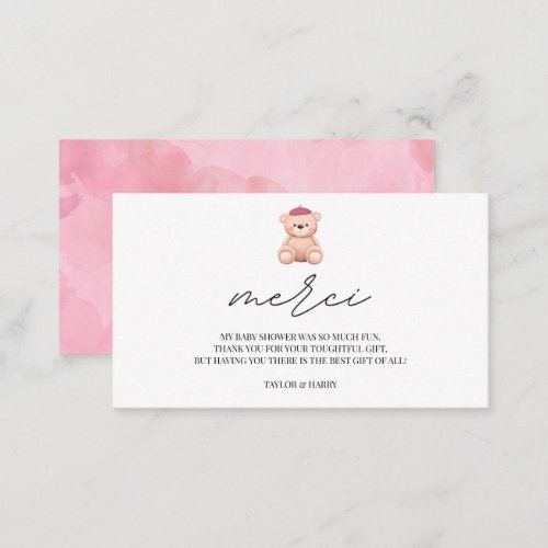 Thank you Bonjour Bebe French baby shower Enclosur Enclosure Card