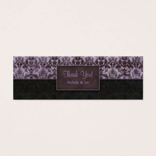 Thank You Bookmark Damask Purple Black (Front)