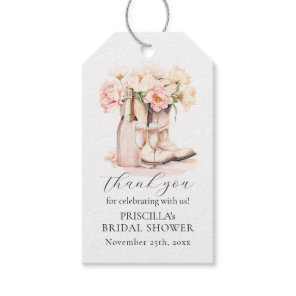 Thank you Boots Bubbly Western Peony BRIDAL SHOWER Gift Tags