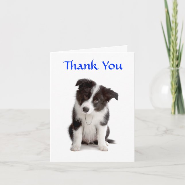 Thank You Border Collie Puppy Greeting Card (Front)
