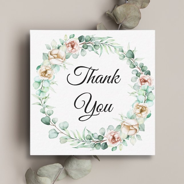 thank you, botanical eucalyptus wedding  note card (Creator Uploaded)