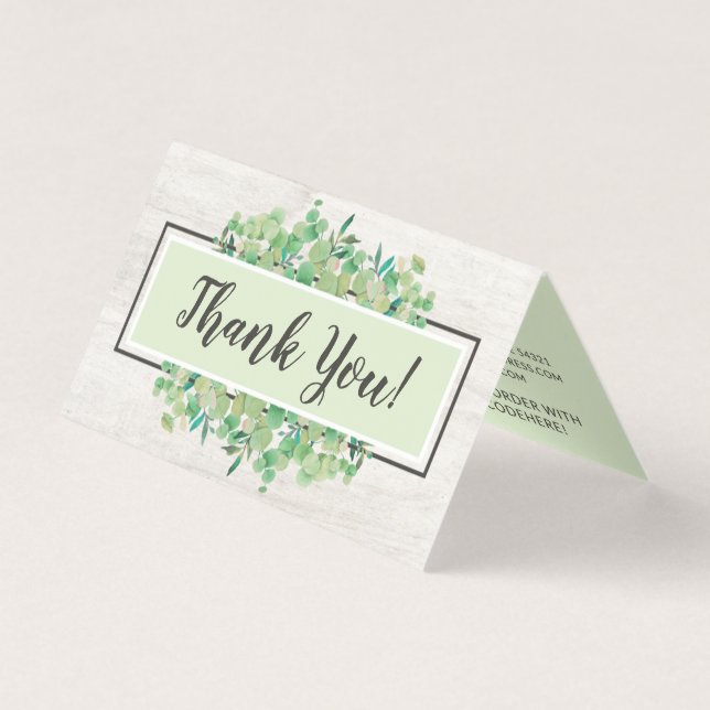 Thank You Botanical Greenery Eucalyptus Wood Card (Front)