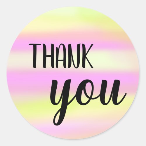 Thank You Bouncy Brush Lettering Watercolor Wash Classic Round Sticker