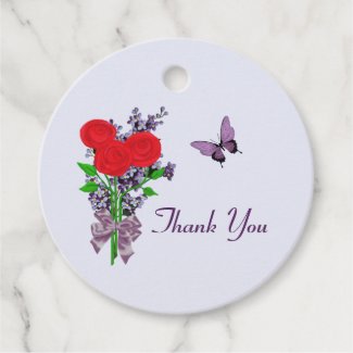 Thank You, Bouquet and Butterfly Favor Tags