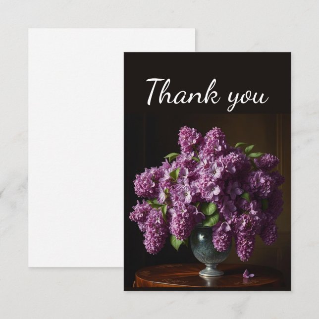 Thank You Bouquet Spring Flowers Lilac Mauve  Card (Front/Back)