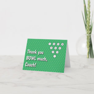 "Thank you BOWL much, Coach!" Personalized Bowling Letterpress Thank You Card