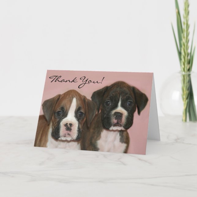 Thank you Boxer Puppies greeting card (Front)