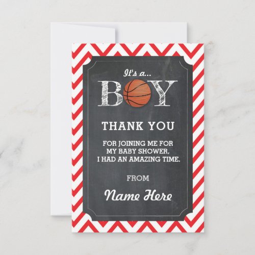 Thank You BOY Basketball Cards Chalk Red Chevron