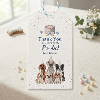 Thank You Boy Dog Pawty Birthday Cute Puppy Gift Tags