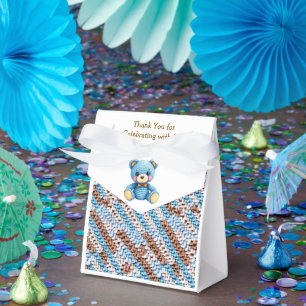 Thank You   Boy's Teddy Bear Baby Shower Favor Boxes