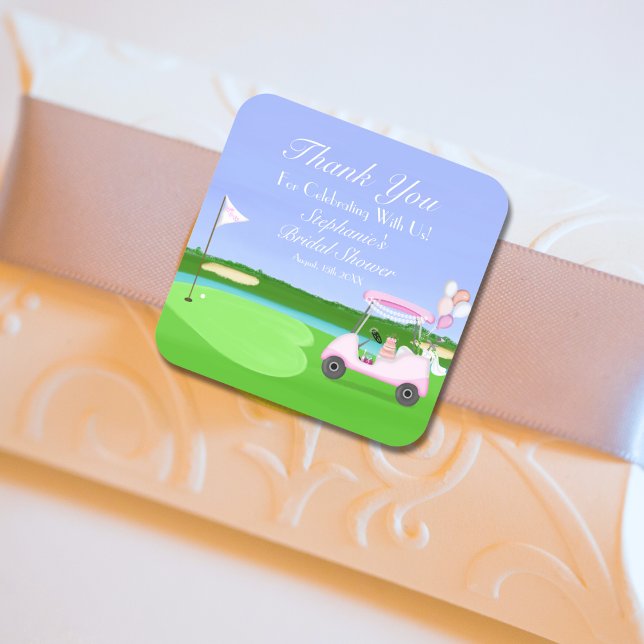 Thank You Bridal Golf Bridal Shower Brunch  Square Sticker (Creator Uploaded)