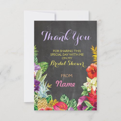 Thank You Bridal Shower Chalk Aloha Luau Cards