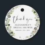 Thank You Bridal Shower Eucalyptus Greenery Favor Tags<br><div class="desc">Eucalyptus Greenery Succulent Botanical Watercolor Spring Wedding  Thank You Favor Tags on white background - includes beautiful and elegant script typography with modern botanical leaves and greenery for the special Wedding day celebration.</div>
