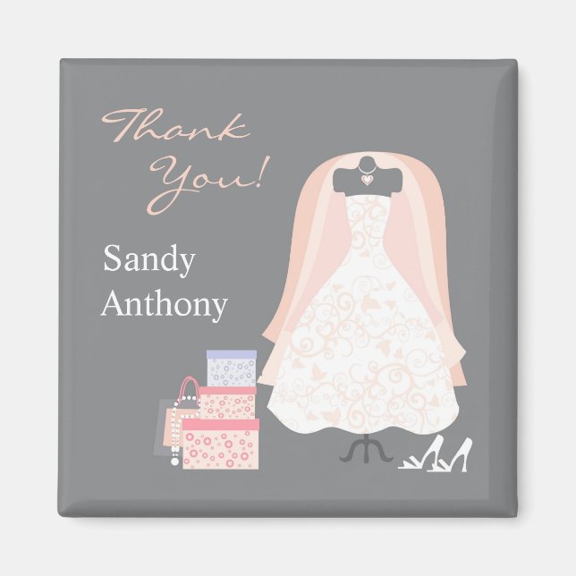 Thank You Bridal Shower Favors Magnets (Front)