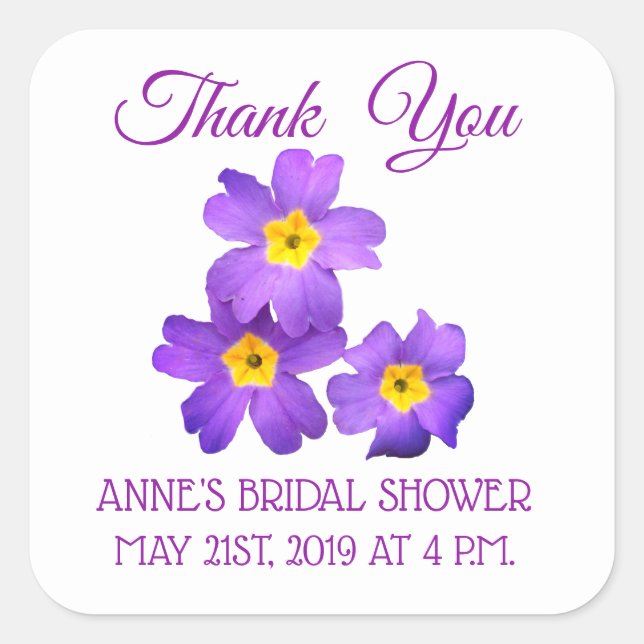 Thank You , Bridal Shower Flower  Stickers (Front)