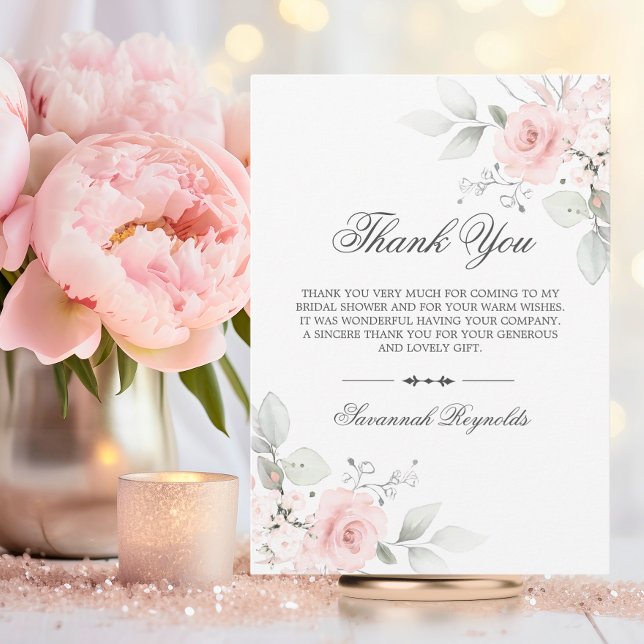THANK YOU BRIDAL SHOWER PINK FLORAL ROSES (THANK YOU BRIDAL SHOWER PINK FLORAL ROSES)