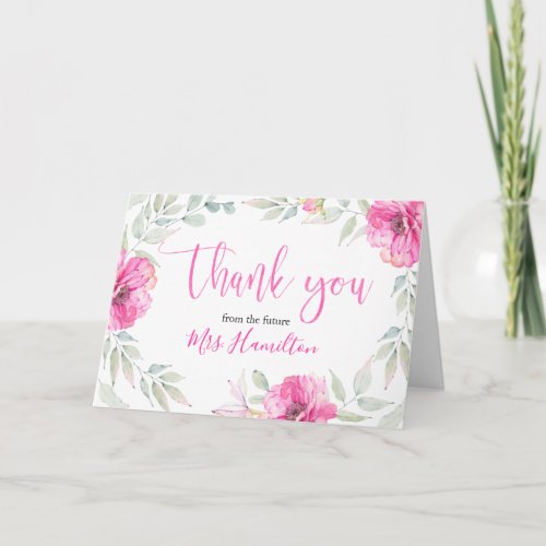 Thank You Bridal Shower Pink Watercolor Floral
