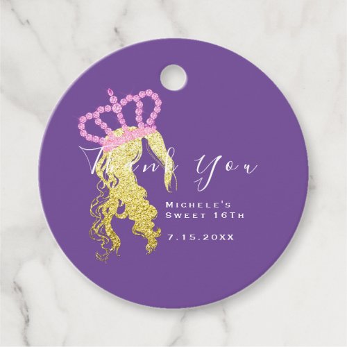 Thank You Bridal Shower Sweet 16th Princess Pink Favor Tags