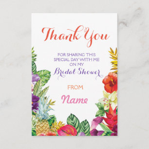 Thank You Bridal Shower Tiki Aloha Luau Cards