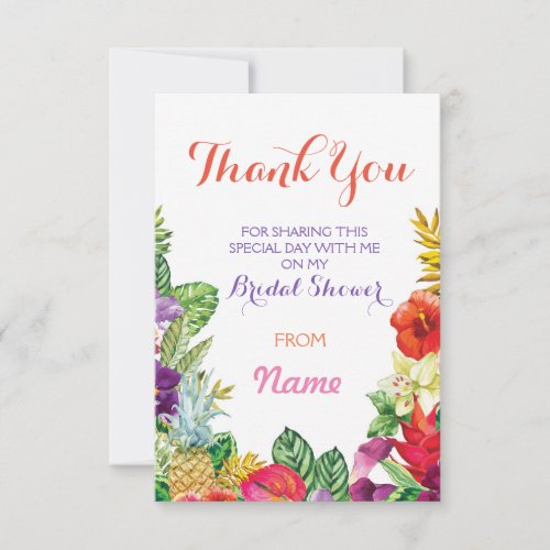 Thank You Bridal Shower Tiki Aloha Luau Cards