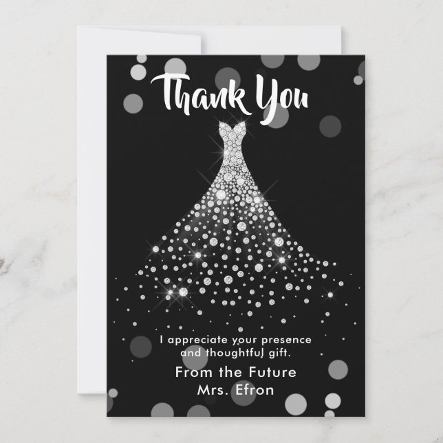 Thank You Bridal Shower Wedding Dress Card (Front)