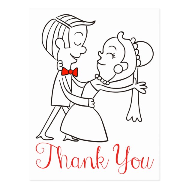 Thank You Bride And Groom Black And White Wedding Postcard