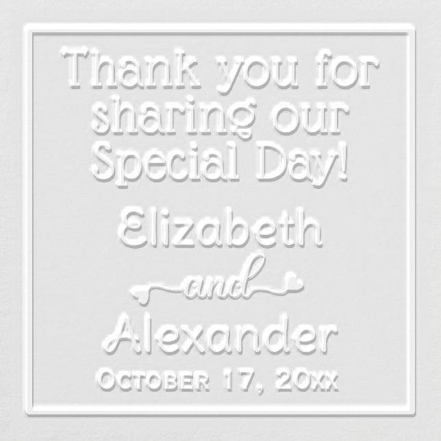 Thank You Bride Groom Names Wedding Typography Embosser (Design)