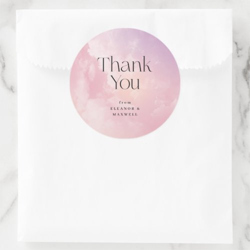 Thank You Bride On Cloud 9 Dreamy Favor Classic Round Sticker