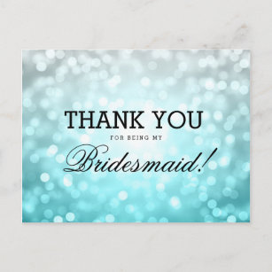 Thank You Bridesmaid Beach Ombre Glitter Lights Postcard