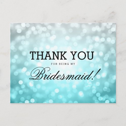 Thank You Bridesmaid Beach Ombre Glitter Lights Postcard