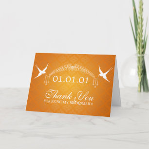 Thank You Bridesmaid Birds & Diamonds Orange