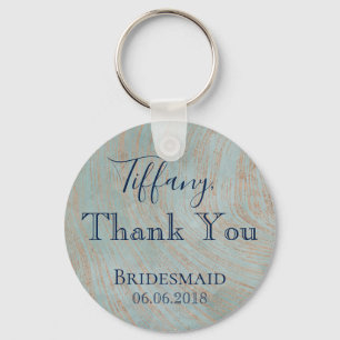 Thank You  Bridesmaid Blue and Copper Keychain