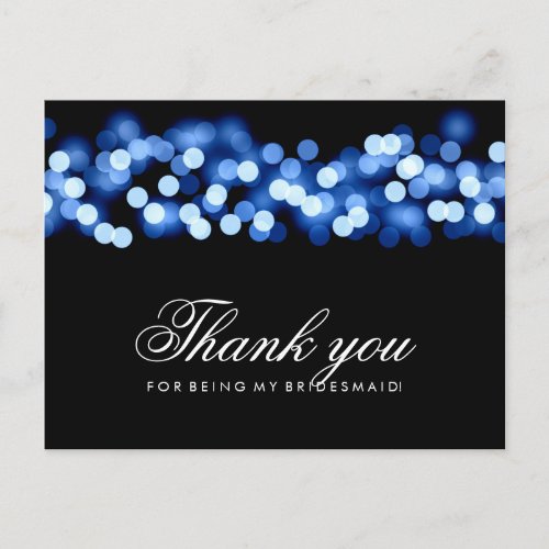 Thank You Bridesmaid Blue Hollywood Glam Postcard