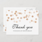 Thank You Bridesmaid Copper Foil Glitter Lights Postcard (Front/Back)