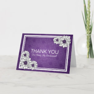 Thank You Bridesmaid Dahlia Floral Purple Card