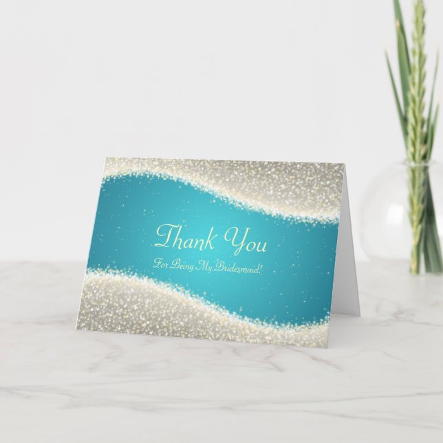 Thank You Bridesmaid Dazzling Sparkles Turquoise (Front)